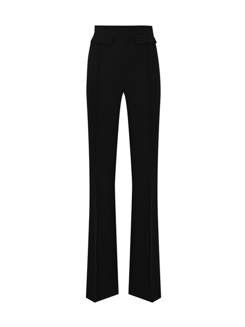 Pantaloni in doppio crêpe stretch con logo ricamato Nero Elisabetta Franchi | PA17161E2110